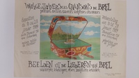 Affiche pour l'exposition<em><strong> Voyage à Travers les Chansons de Brel</strong></em> à la Maison natale du chanteur (Schaerbeek) du 10 au 28 janvier 1989